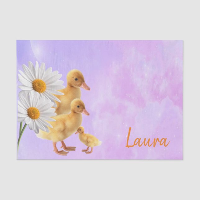 Papier Mousseline Canards violets en papier de tissus (Recto)