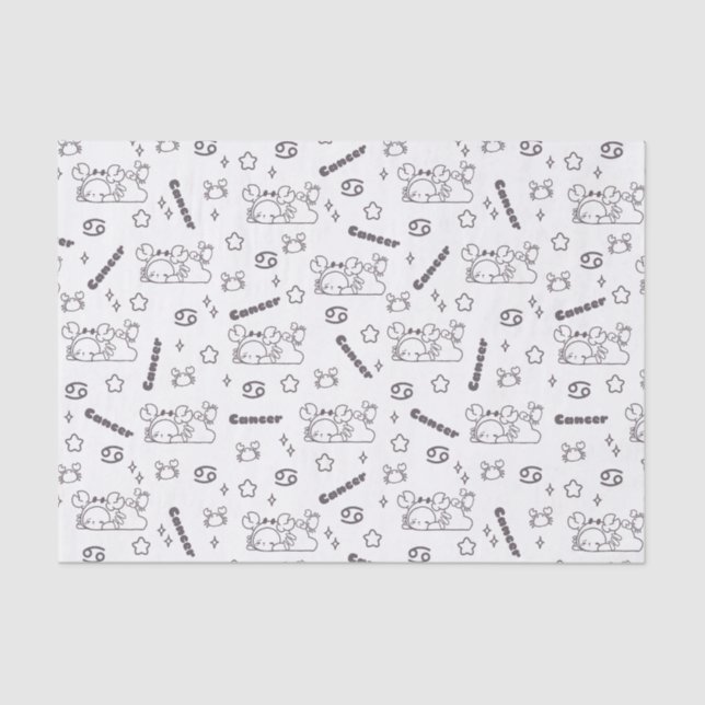 Papier Mousseline Cancer Zodiac Whispers - Motif magique monochrome (Recto)