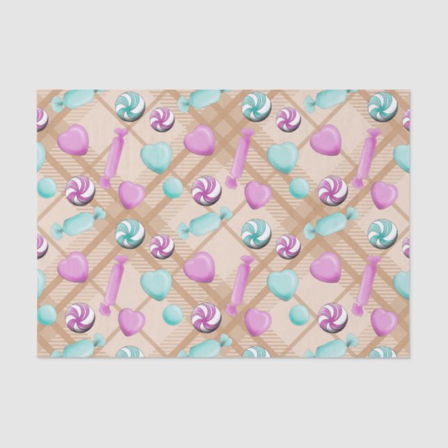 PAPIER MOUSSELINE CANDIDATES DE NOËL PASTEL ET VERT (Recto)