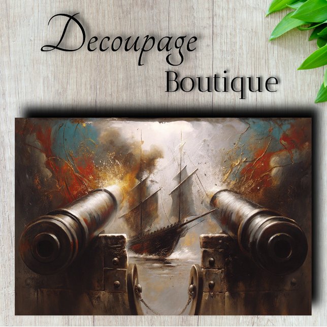 Papier Mousseline Canons de bataille navale en découpage (Ship Battle Cannons Decoupage Tissue Paper)