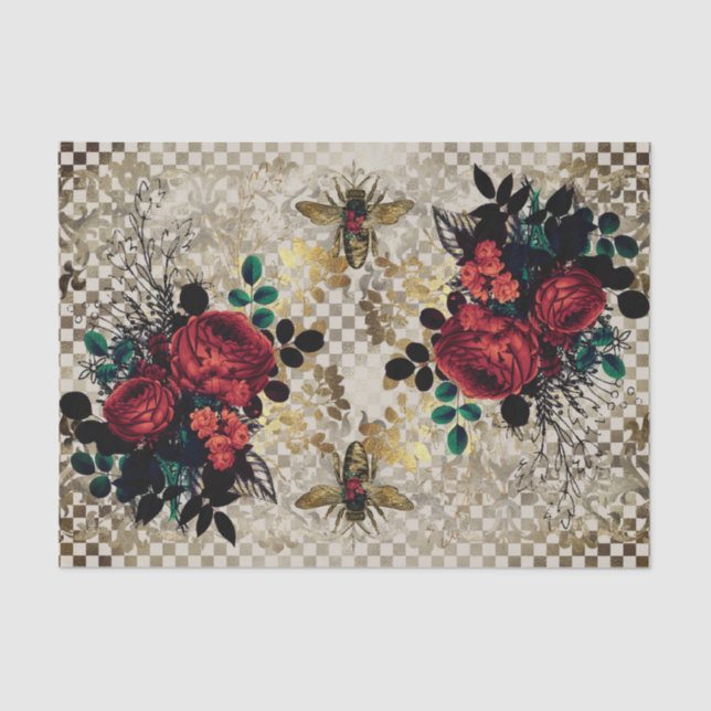 Papier Mousseline Caoutchouc d'abeille et de Rose (Recto)