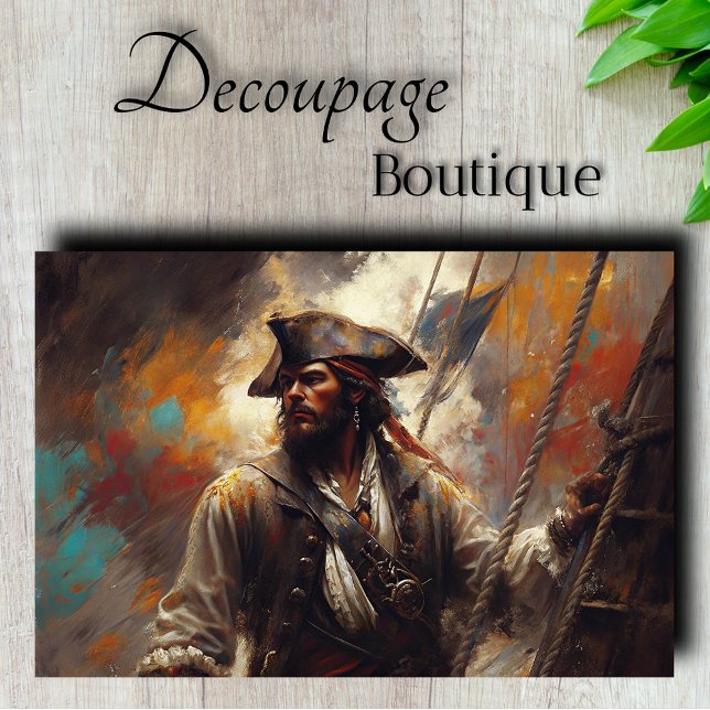 Papier Mousseline Capitaine pirate Découpage (Pirate Captain Decoupage Tissue Paper)