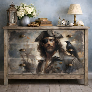 Papier Mousseline Capitaine pirate Raven Decoupage