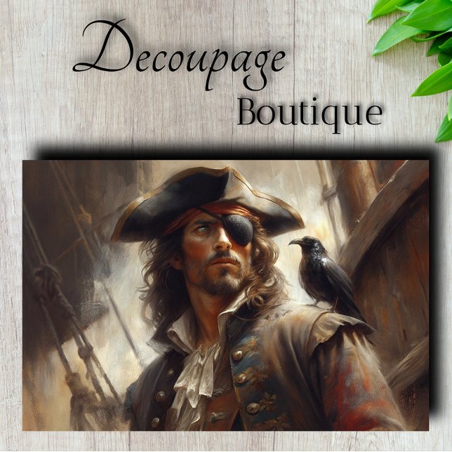 Papier Mousseline Capitaine pirate Raven Decoupage (Pirate Captain Raven Decoupage Tissue Paper)