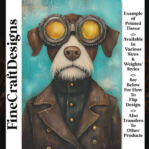 Papier Mousseline Caprice Steampunk Chien Mignon en Lunettes Z2 Déco