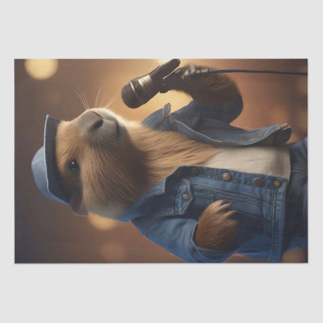 Papier Mousseline "Capybara Cowboy : Serenading the Wild West" (Recto)