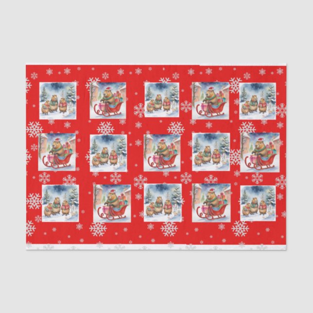 PAPIER MOUSSELINE CAPYBARA XMAS TISSUE PAPER (Recto)
