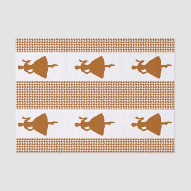 Papier Mousseline Caramel Houndstooth moderne avec Silhouette de mod (Recto)
