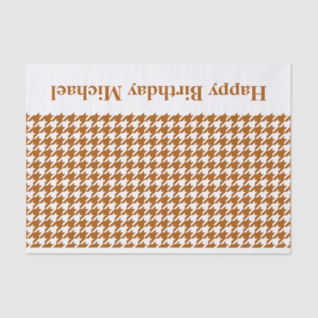 Papier Mousseline Caramel Modern Houndstooth avec message personnali (Recto)