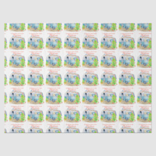 Papier Mousseline Caravane de Noël Retro Camper Papier Tissu