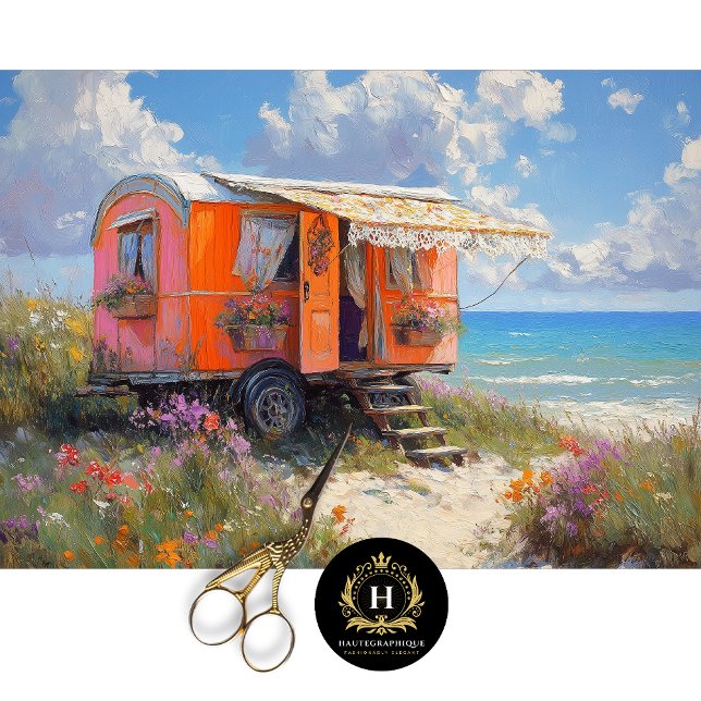 Papier Mousseline Caravane Gitane de la Plage Bohème Lumineuse Décou (Créateur téléchargé)