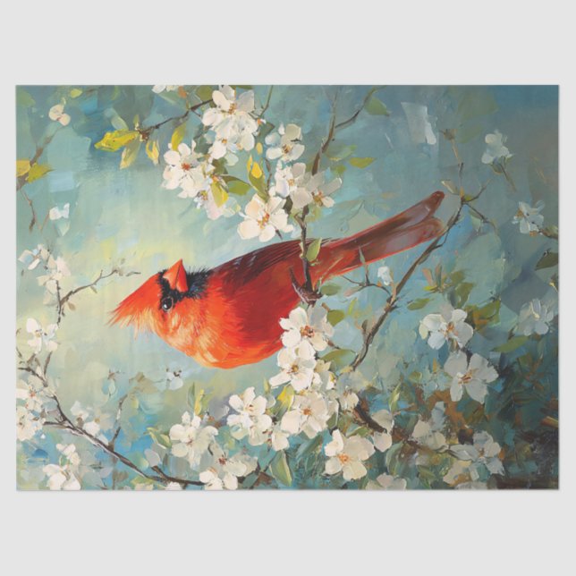 Papier Mousseline Cardinal Blanc Fleurs florantes Art Découpage (Recto)