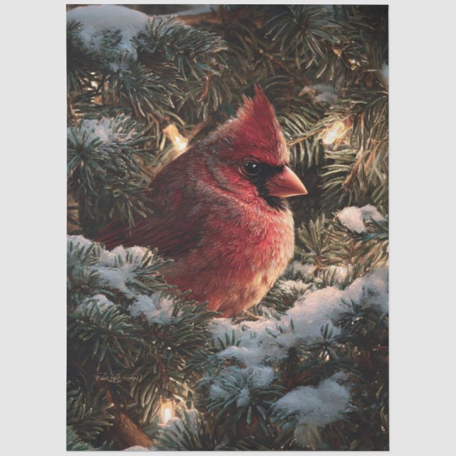 Papier Mousseline Cardinal dans le découpage de pin enneigé (Recto)
