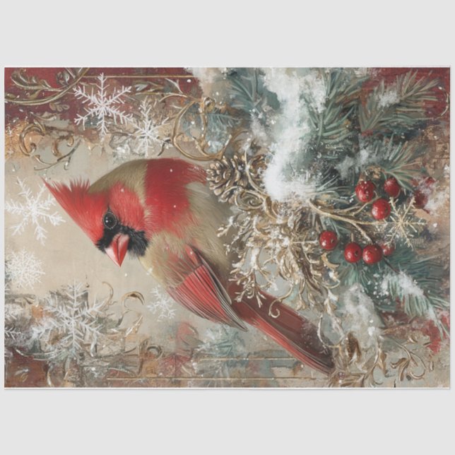 Papier Mousseline Cardinal des flocs de neige (Recto)