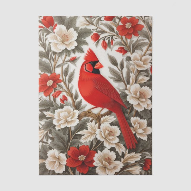 Papier Mousseline Cardinal du Nord Oiseau Belle Flore (Recto)