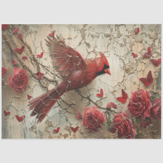 Papier Mousseline Cardinal en vol (Recto)