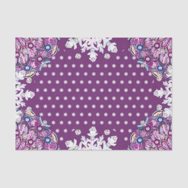 Papier Mousseline Cardinal red rosace & snowflake (Recto)