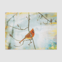 Cardinal Watercolor Papier Tissu