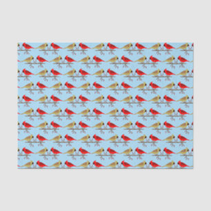 Papier Mousseline Cardinaux de Noël mignons et Baies rouges modélisé