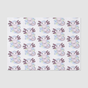 Papier Mousseline Caricature axolotl rose adorable