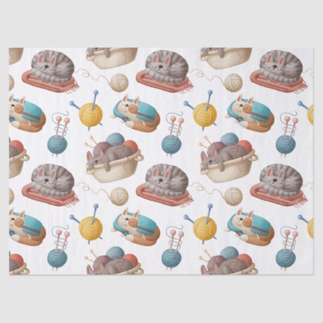 Papier Mousseline Caricature chats et découpage de fils (Recto)