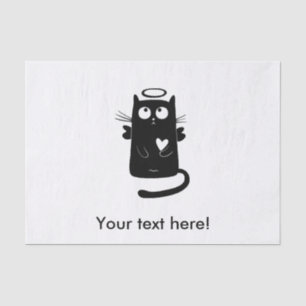 Papier Mousseline Caricature de chat noir angélique
