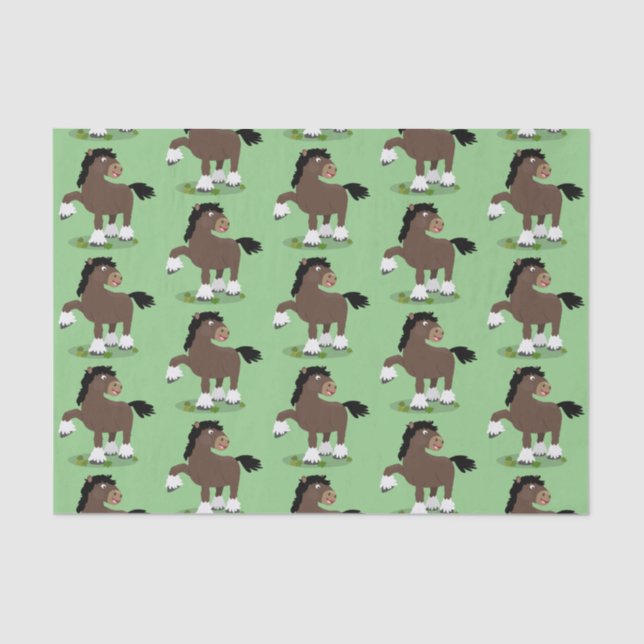 Papier Mousseline Caricature de cheval de trait de Cute Clydesdale (Recto)