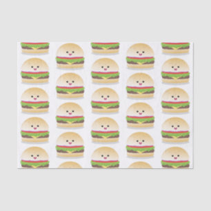 Papier Mousseline Caricature de hamburger kawaii joyeux