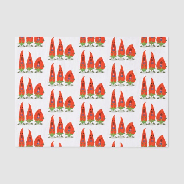 Papier Mousseline Caricature de piments chantants mignons (Recto)