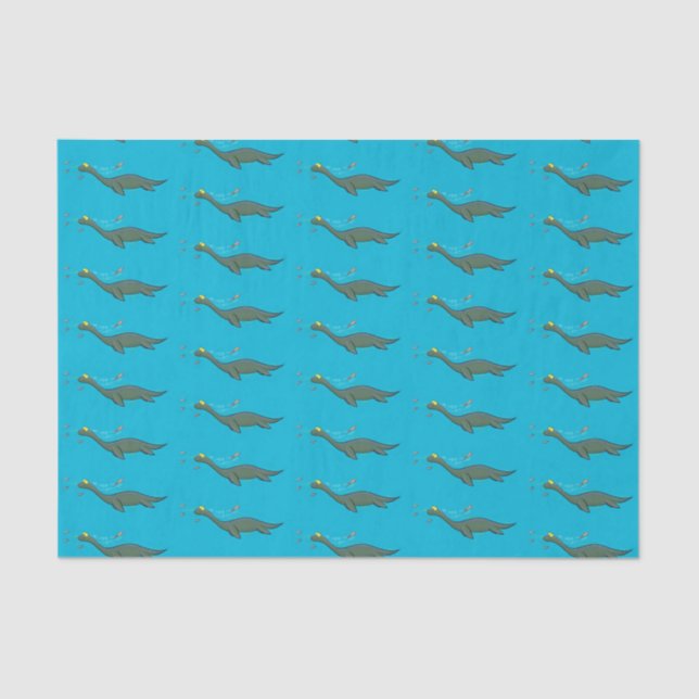 Papier Mousseline Caricature de plesiosaure, monstre marin mignon et (Recto)