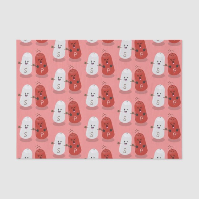 Papier Mousseline Caricature de shakers de sel et de poivre de Cute  (Recto)