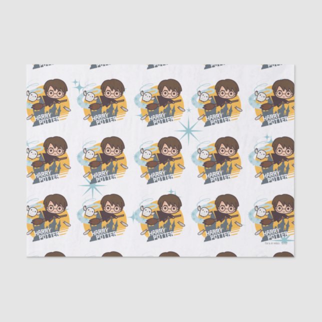 Papier Mousseline Caricature Harry et Hedwig Flying Passé Hogwares (Recto)