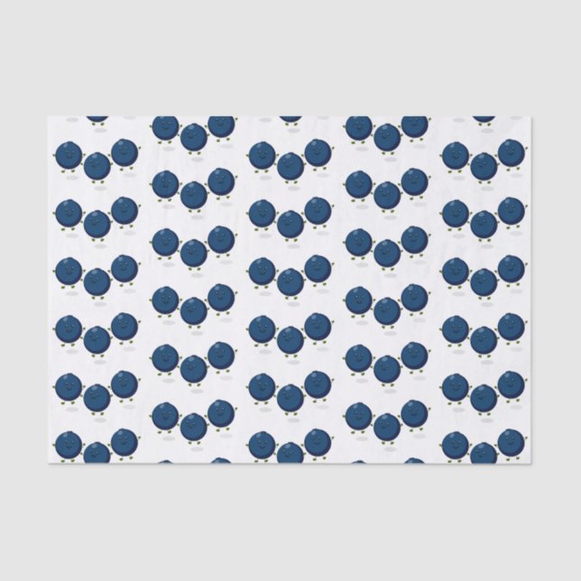 Papier Mousseline Caricature mignonne de bleuets violets (Recto)