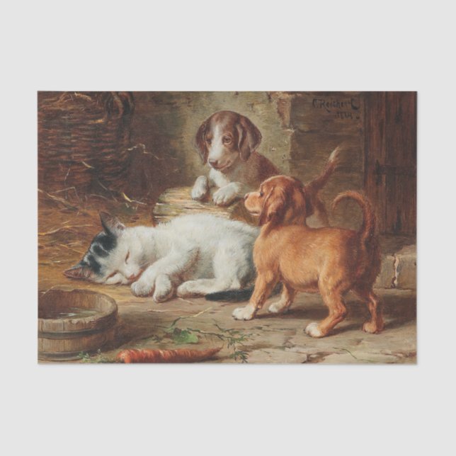 Papier Mousseline Carl Reichert réveille les chiots (Recto)