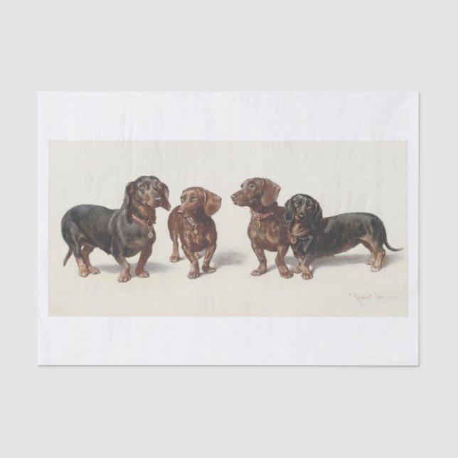 Papier Mousseline Carl Richert | Dachshund Chiens Peinture à l'huile (Recto)