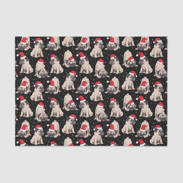 Papier Mousseline Carlins en Santa Hats Motif de Noël (Recto)