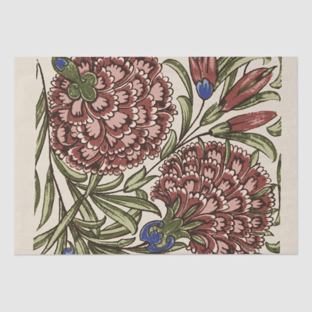 Papier Mousseline Carnation Carrelage Fleur Antique Art Rustique (Recto)