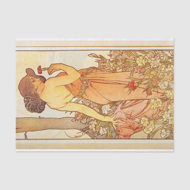 Papier Mousseline Carnation par Alphonse Mucha (Recto)