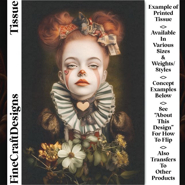 Papier Mousseline Carnaval Noir Circus mignonne Clown Girl CN3 Décou (Créateur téléchargé)