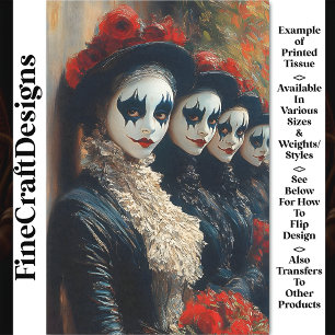 Papier Mousseline Carnaval Noir Femmes Mime Victoriennes BJ5 Découpa