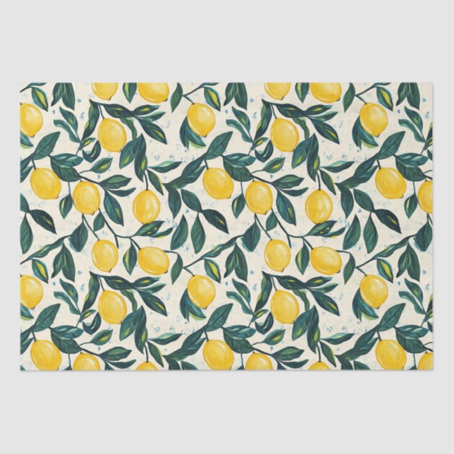 Papier Mousseline Carnet spiral à motifs de citron jaune vif (Recto)