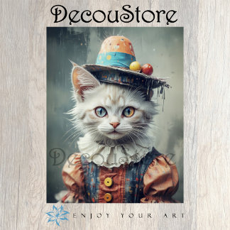 Papier Mousseline Carnival Cat Decoupage