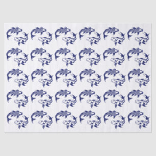 Papier Mousseline Carpe Koi Karp #3 Couleurs DIY Bleu
