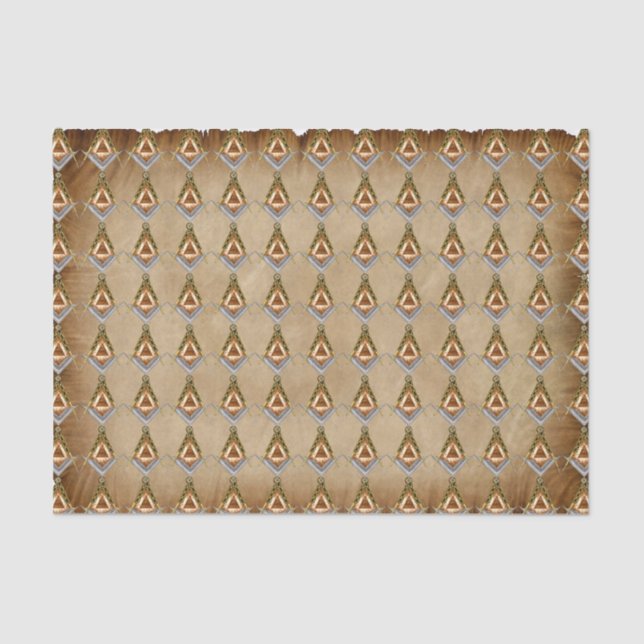 Papier Mousseline Carré et boussole tirés par la main avec tout (Recto)