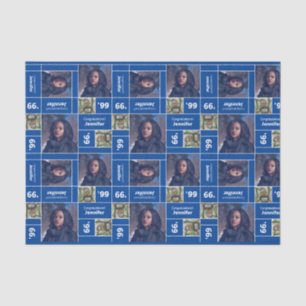Papier Mousseline Carré Photo Graduation Classe Année Bleue