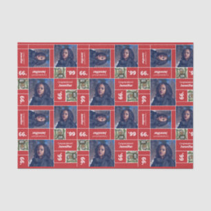 Papier Mousseline Carré Photo Graduation Classe Année Rouge