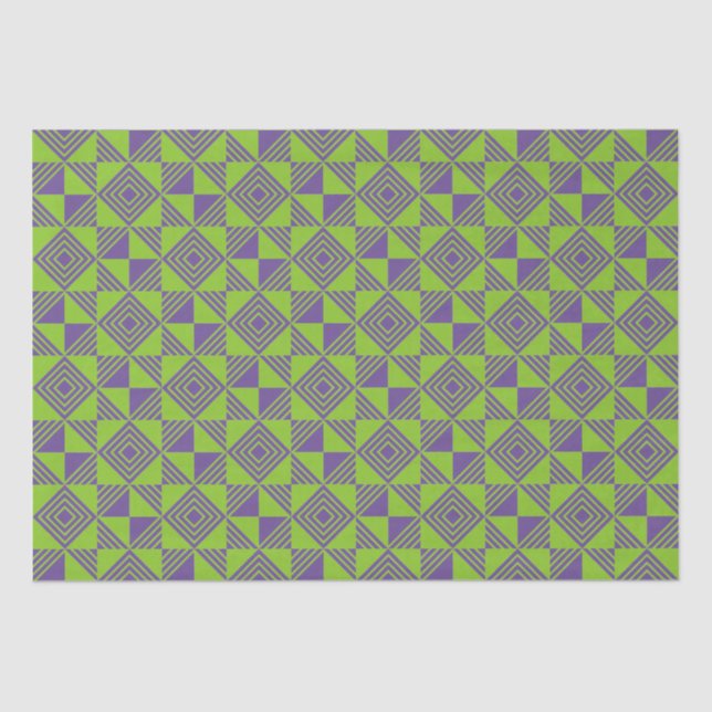 Papier Mousseline Carré triangle géométrique vert violet Motif (Recto)