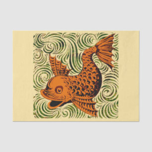 Papier Mousseline Carreau Antique Poisson Art Ancien Art De Morgan