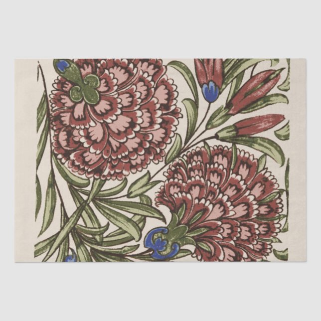 Papier Mousseline Carreau de fleur d'œillet Art antique rustique De  (Recto)