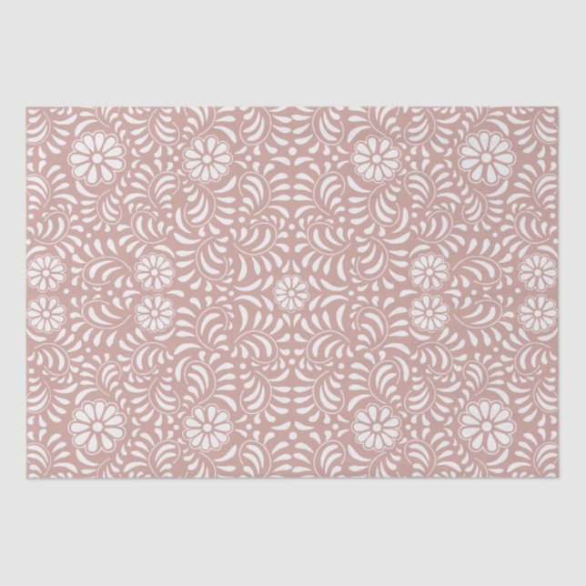 Papier Mousseline Carreau de Talavera rose Style espagnol Fiesta (Recto)